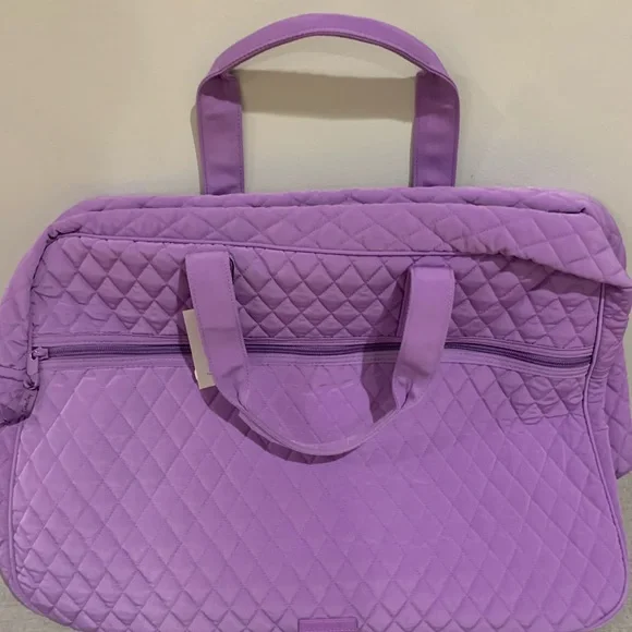 NWT vera bradley grand traveler duffel bag mokara orchid lilac lavender purple - Picture 2 of 9